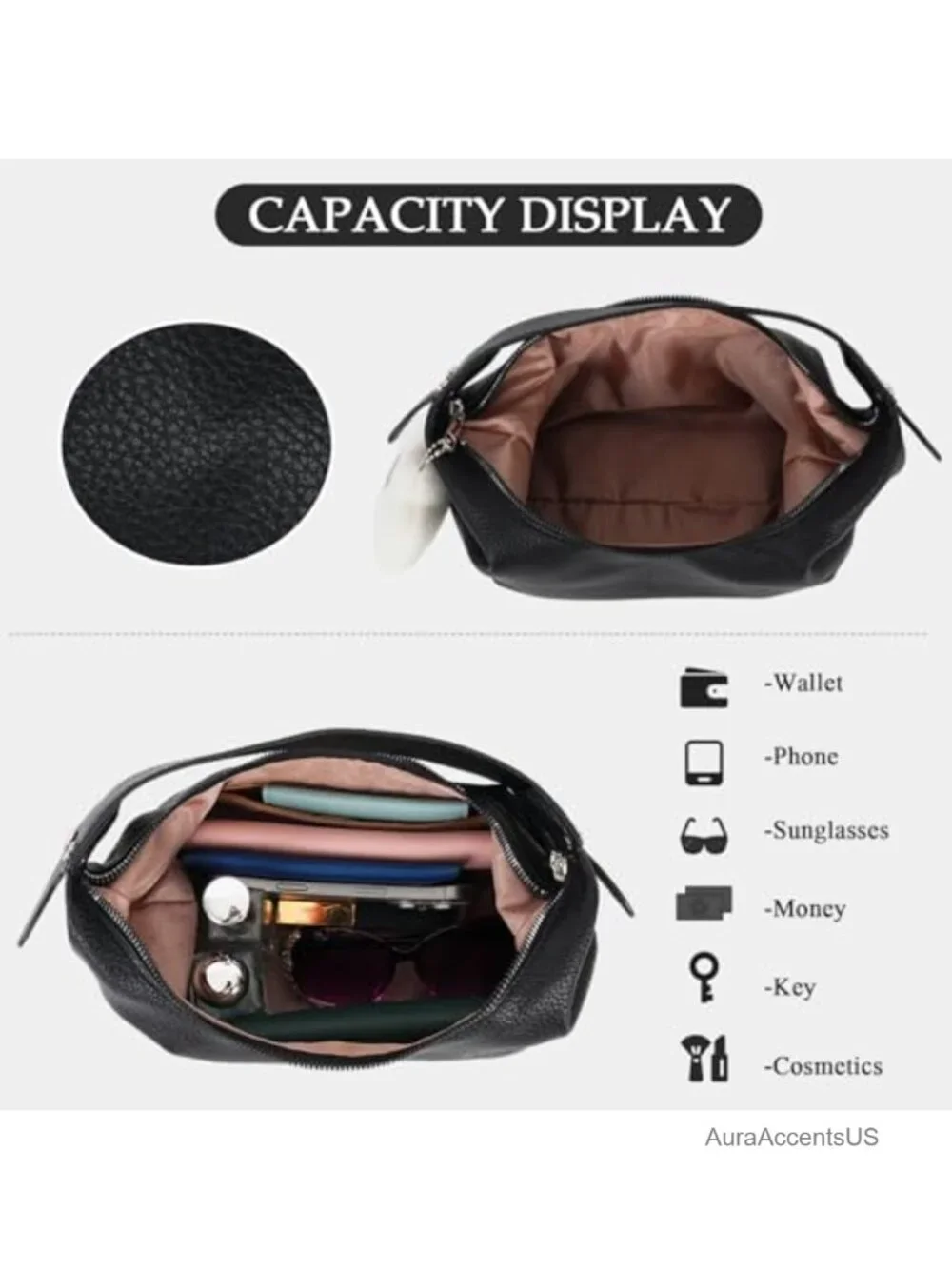 Slouchy Hobo Bag Women Soft Vegan Leather Shoulder Tote Crescent Shape